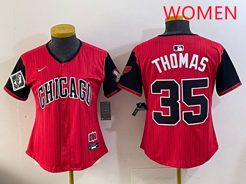 Women 2025 Chicago White Sox #35 Thomas Red Joint Name Nike MLB Jersey style 13->women mlb jersey->Women Jersey